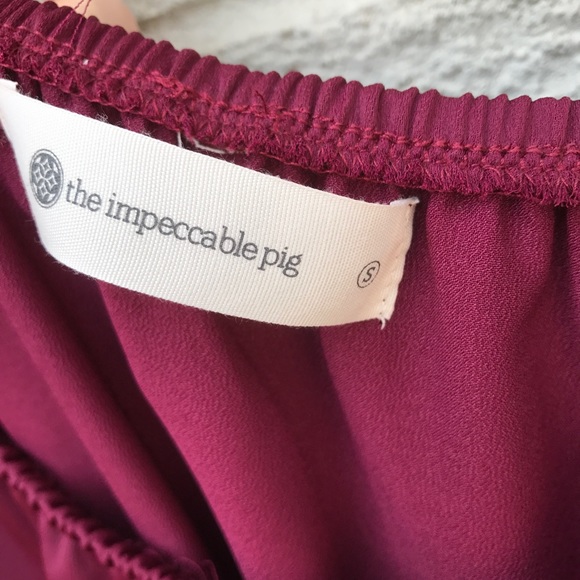 Impeccable Pig Wine Off the Shoulder Tunic - Picture 4 of 8